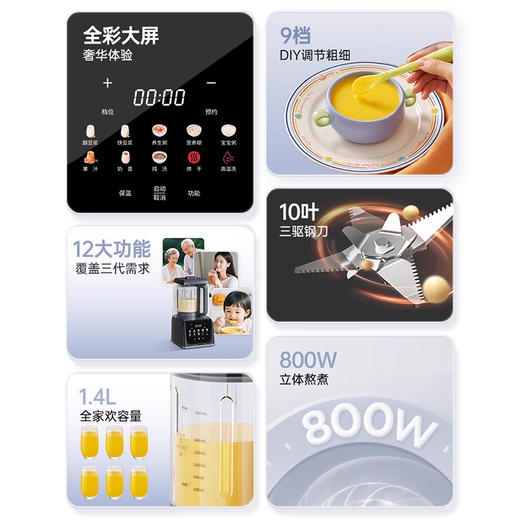 德国蓝宝（BLAUPUNKT）柔音破壁机全自动家用非静音豆浆机BP-PB15S 商品图8