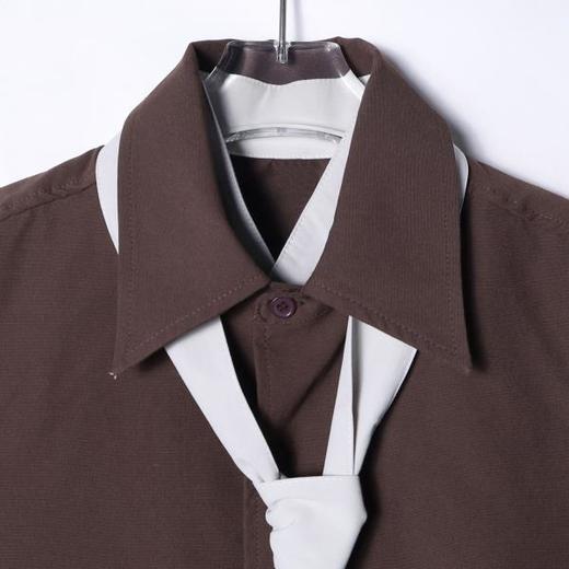 23643SDSA男士秋冬新款痞帅男装潮牌撞色领带长袖衬衫复古网红款衬衣 商品图2