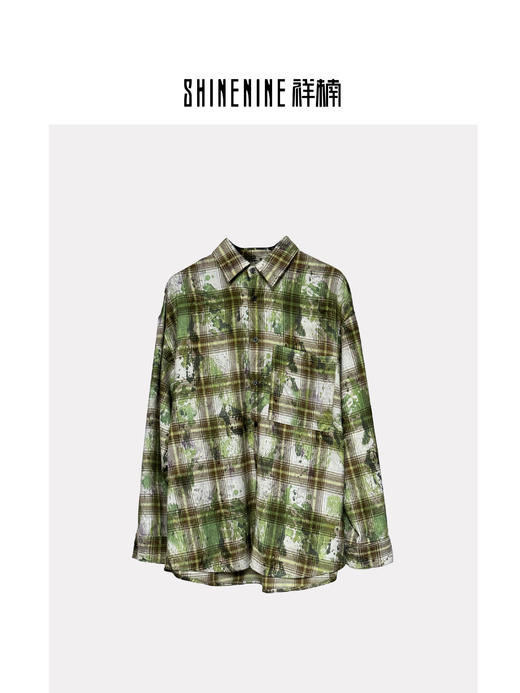 W43542155创意格纹长袖衬衫 商品图0