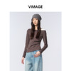VIMAGE纬漫纪一字领休闲通勤简约T恤不对称长袖上衣2025秋季新款T恤V2402103 商品缩略图1