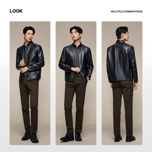 【轻薄绵羊皮】柒牌男士真皮皮衣2025立领潮流皮夹克男装休闲外套129J70590 商品图2