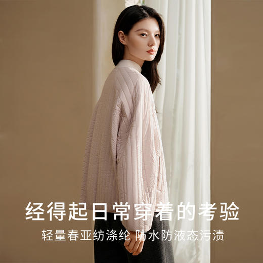 金三塔桑蚕丝简约条纹丝绵棉袄女宽松舒适可外穿保暖上衣秋冬新品 YSFFD702 商品图3