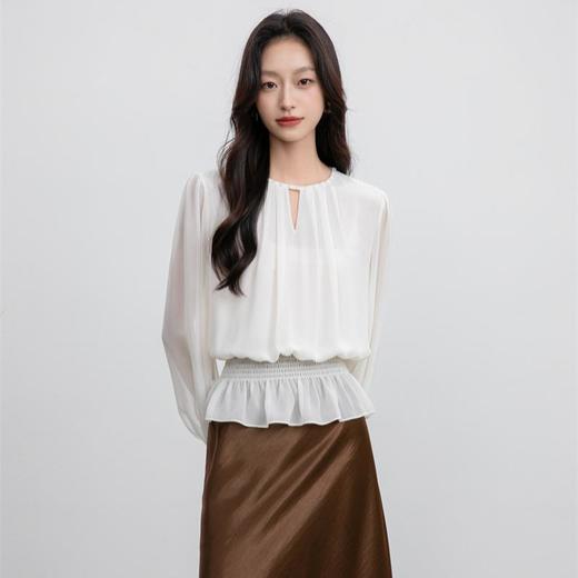 「自」全新升级【铂金会员183/天猫239/差价56】(12124)洛诗琳气质中式盘扣衬衫2025秋季设计感通勤压褶宽松雪纺衫 商品图3