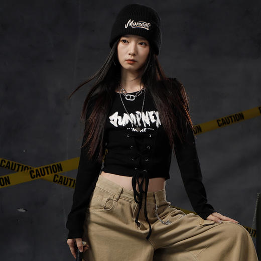 系带修身长袖T恤纪念日百货门店同款164697641 商品图0