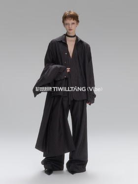 启世录TIWILLTANG“虚澜枕梦”低调奢华条纹贴袋无领西装套装