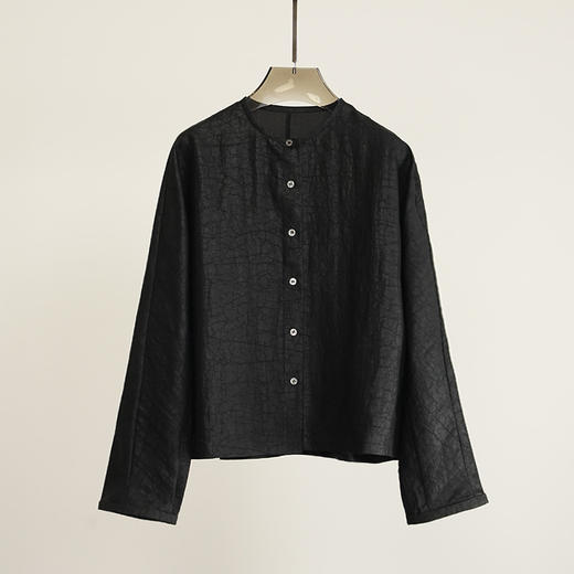 丁摩 手工制作精挑细选三年香云纱龟裂纹老料衬衫外套240493 商品图2