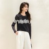 「自」全新升级【铂金会员165/天猫219/差价54】(13624)洛诗琳韩系圆领蕾丝拼接上衣2025秋季新款气质钉珠打底衫 商品缩略图0