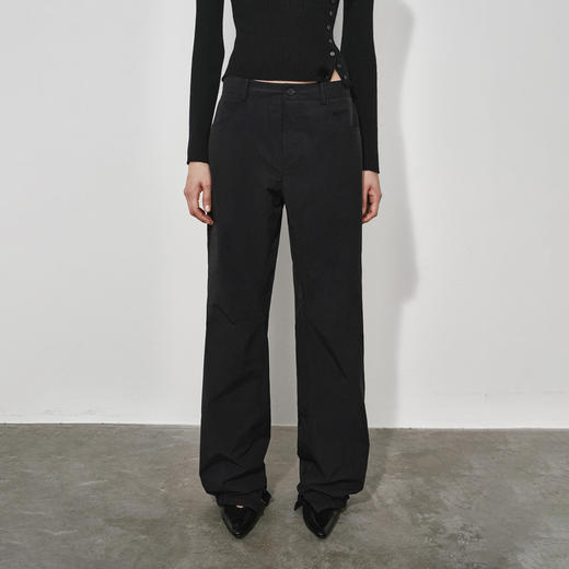 NUTH黑色可束脚直筒显瘦微喇休闲裤女 商品图6