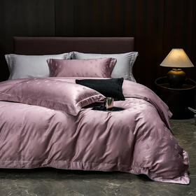 60长绒棉全棉四件套纯色大提花  尼卡-紫