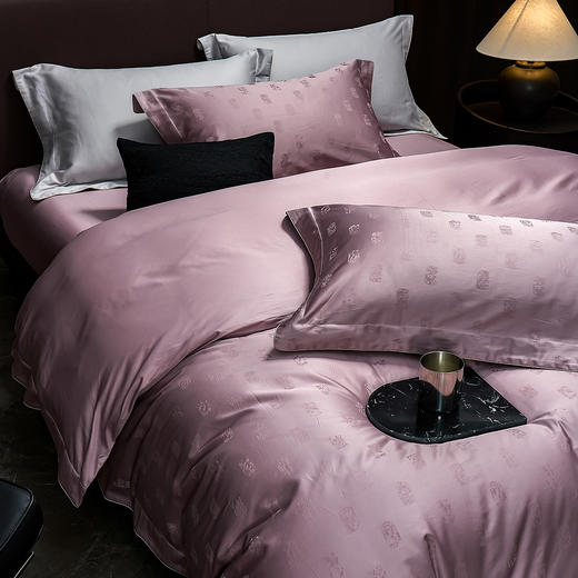 60长绒棉全棉四件套纯色大提花  尼卡-紫 商品图4