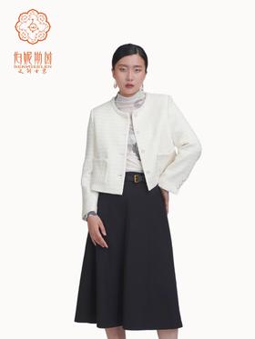 SZ3A61_凝脂色_上衣_春秋_圆领珍珠扣短款小香风_高级女装_BERNIEELEN 伯妮斯茵