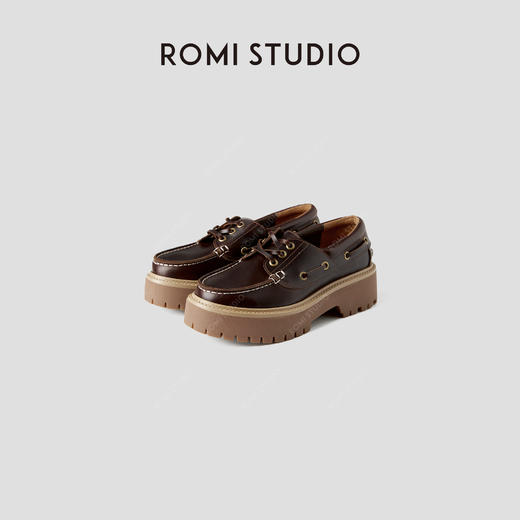 ROMI STUDIO"复古英伦"头层小牛皮蜡感擦色厚底皮鞋 RWCAP34877 商品图1