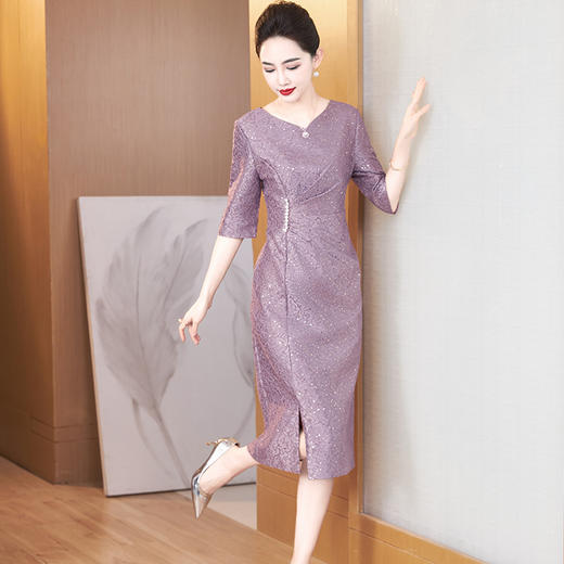 LC 2531旗袍连衣裙中式改良版七分袖旗袍日常可穿 商品图3