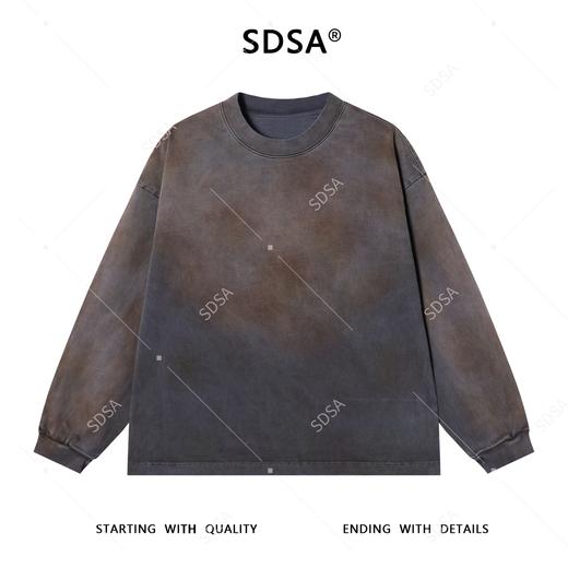 SDSA男士秋冬新款痞帅男装潮牌扎染做旧圆领长袖T恤宽松轻奢上衣 商品图1