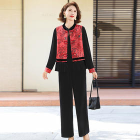 FW 2571国风三件套洋气妈妈装新中式金丝绒套装