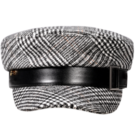 SFH8909062G00 茜子She's shes茜子时尚格纹绵羊毛混纺毛呢立体报童帽女秋冬【G0黑白格纹】