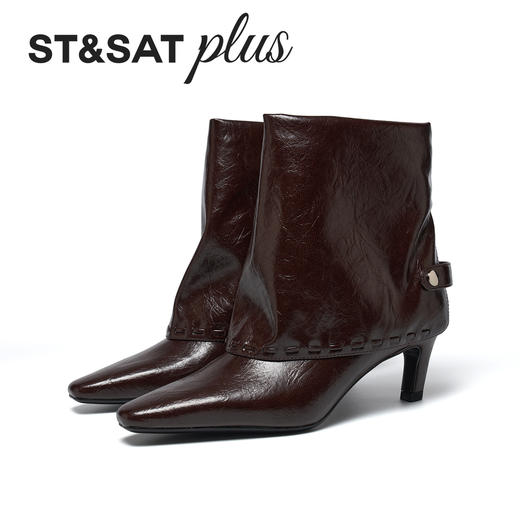 【复古朋克派】星期六褶皱设计裤腿短靴SSD4116595 商品图6