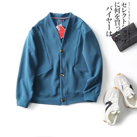 特价情侣V领简约宽松落肩休闲开衫 商品图0