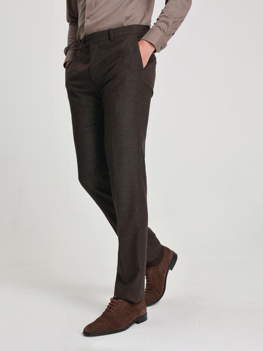 callisto雪茄棕轻绒混色西裤 商品图3