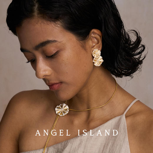 ANGEL ISLAND「雨荷」荷叶拉丝锆石耳钉 商品图3