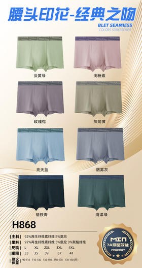 男士莫代尔腰头印花无痕撞色平角内裤3015/H868