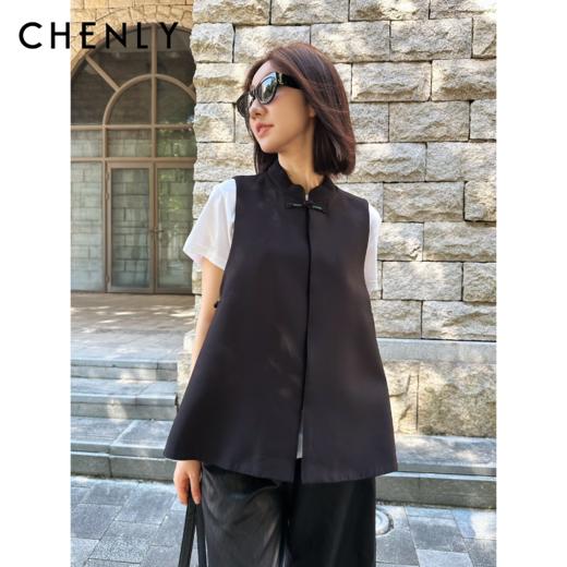 尘衣｜25F/W 小立领盘口真丝羊毛中式马甲 商品图0