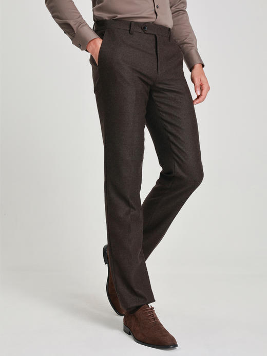 callisto雪茄棕轻绒混色西裤 商品图2