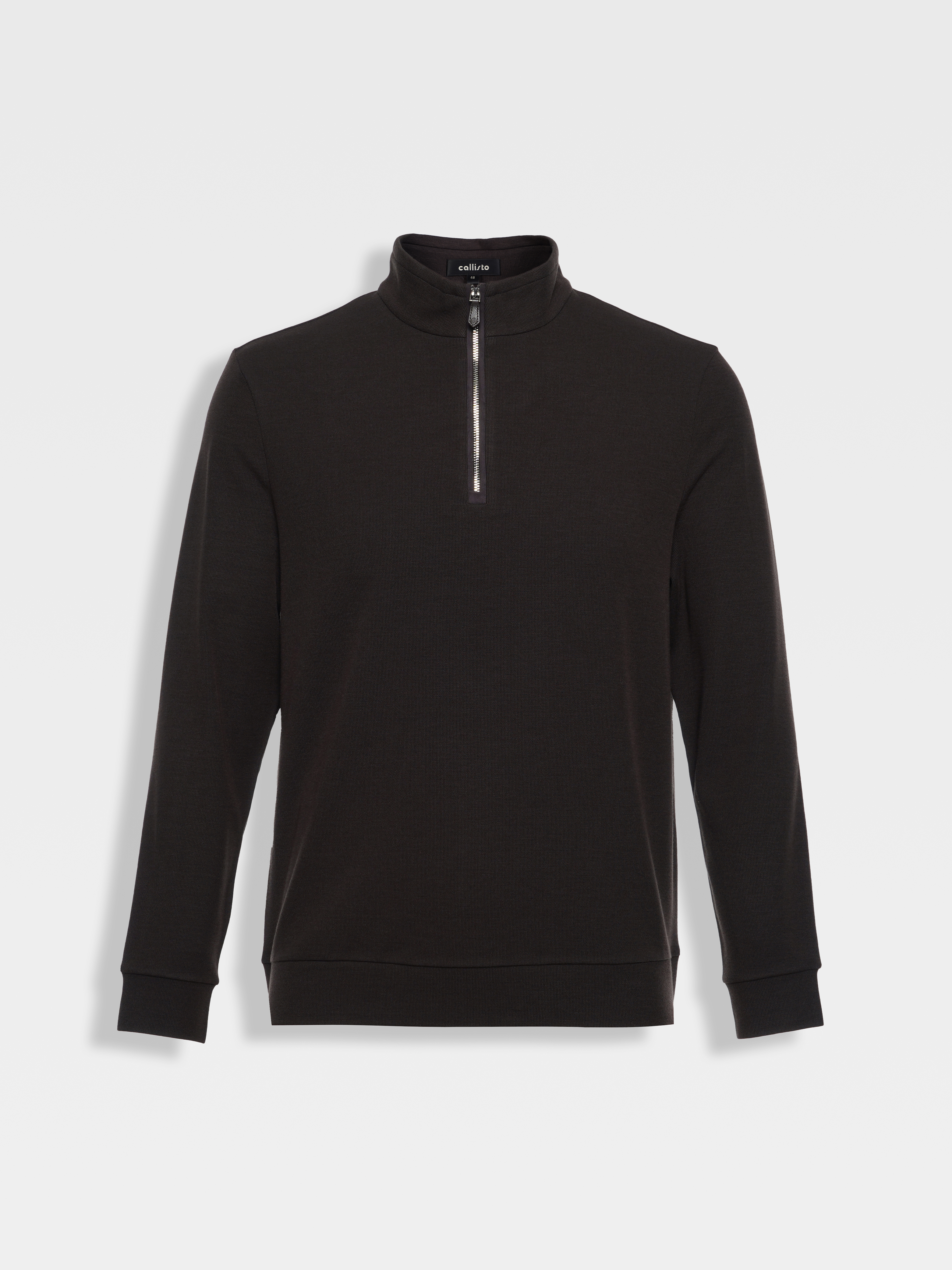 callisto雪茄棕立领半拉链卫衣