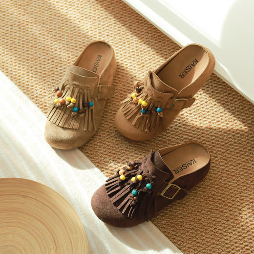 KAISER 凯撒丑萌慵懒松弛感厚底袋鼠鞋/波西米亚风厚底勃肯鞋半拖 商品图8