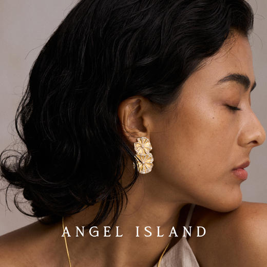 ANGEL ISLAND「雨荷」荷叶拉丝锆石耳钉 商品图2