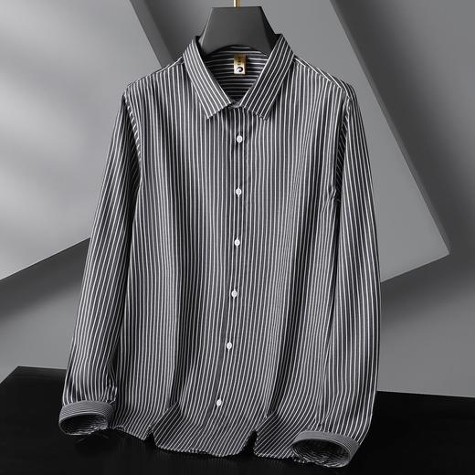 【DG】大依优型大码男装竖条纹莫代尔长袖衬衫衬衣男加肥大码打底衫肥佬时尚休闲新 商品图5