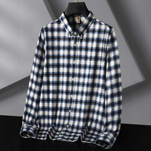 【100%棉】【DG】大依优型大码男装全棉长袖衬衫时尚休闲小格子衬衣男士大码打底衫肥佬宽松纯棉新 商品图5