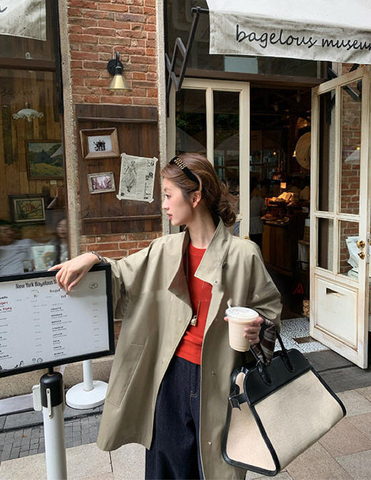 「诺丁山下」经典款风衣 ，经典A形廓形，中长款设计，慵懒松弛还高级【3-5天发货】 商品图6