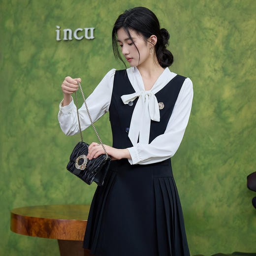 奢姿大码女装2025秋季时尚学院风拼接连衣裙胖妹妹气质减龄裙子9953870308 商品图4