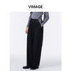 VIMAGE纬漫纪显瘦垂坠感休闲松弛直筒长裤黑色阔腿裤2025秋季新款V2405110 商品缩略图2