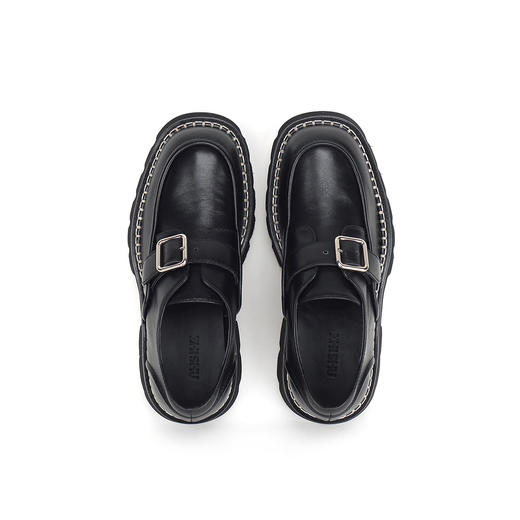 直述NOMORELIE 厚底扣环德比鞋方圆头缝线沿边 商品图4