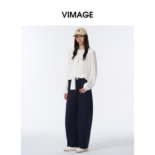 VIMAGE纬漫纪弯刀阔腿显瘦高腰慵懒舒适垂感休闲裤2025秋季新款V2405112 商品图1