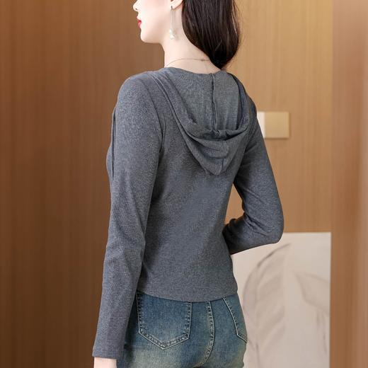 KQL 355H8302连帽假两件长袖T恤拼接洋气显瘦上衣 商品图4