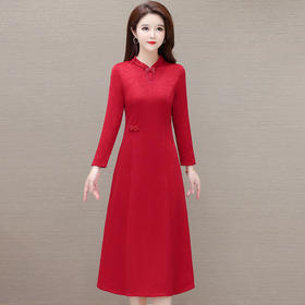 QYM 615C9912-Y连衣裙复古旗袍裙气质A字裙