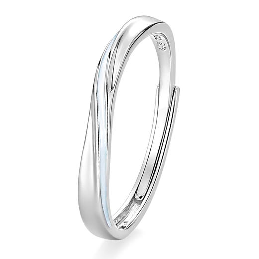 卡蒂罗KADER 流光情丝情侣对戒 925银恋爱频率莫比乌斯环爱无止境轻奢发光小众高级感设计开口可调节一对 戒指 男女同款情侣款 银色 礼盒款 商品图5