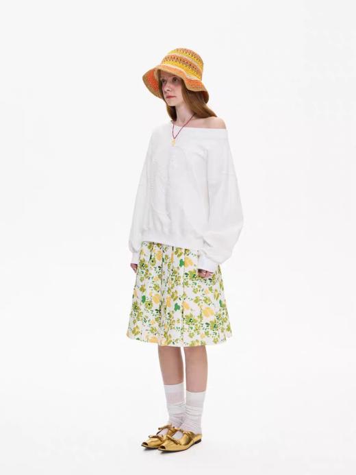 local tag/It25ssk12/Lily of the Valley 铃兰浮雕压花 一字肩 商品图4