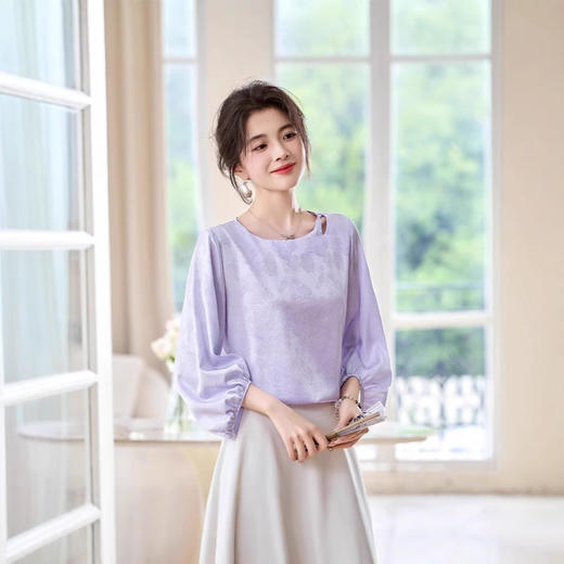 ASE轻奢大牌真丝纯色上衣气质减龄 商品图1