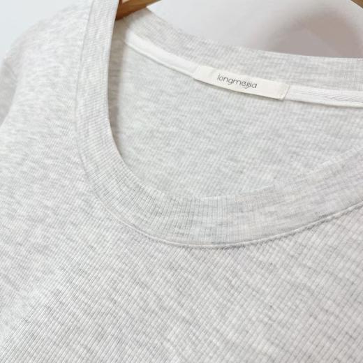 【秋上新】longmeijia高弹U领螺纹长袖T恤-喜出 商品图5