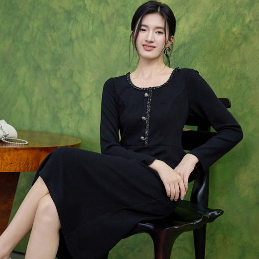 奢姿大码女装2025秋季减龄荷叶边假两件拼接连衣裙胖妹妹时尚裙子9953894246 商品图2