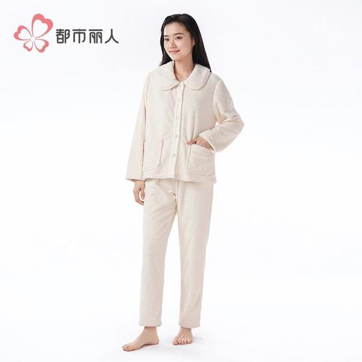 都市丽人睡衣女士牛奶绒烂花睡衣女士家居服长袖长裤法兰绒LHH1L6 商品图1