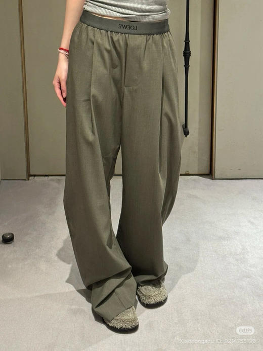 93-4 夸张现腿长 lew精纺羊毛 松紧织带长裤 褶皱腰头 我穿M 商品图7