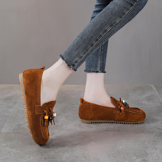 YR2757真皮复古软底舒适乐福鞋女款春秋季新款轻便牛皮时尚百搭豆豆鞋子 商品图4