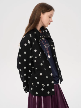 local tag/lt25awk22/ Cocoa波点猎装多口袋外套 宽松翻领夹克