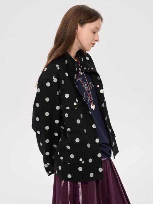 local tag/lt25awk22/ Cocoa波点猎装多口袋外套 宽松翻领夹克 商品图0