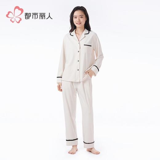都市丽人睡衣海岛绒烂花睡衣女士家居服长袖长裤海岛绒套装LHH1P7 商品图1